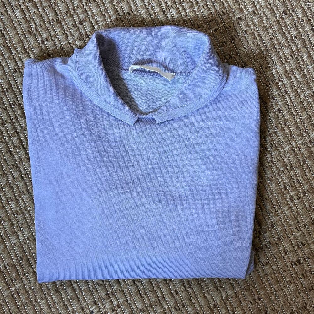 Periwinkle Knit Top with Peter Pan Collar 3/4 Sleeve Vintage